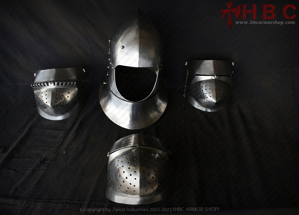 Great Bascinet Helmet with 3 Different Visors